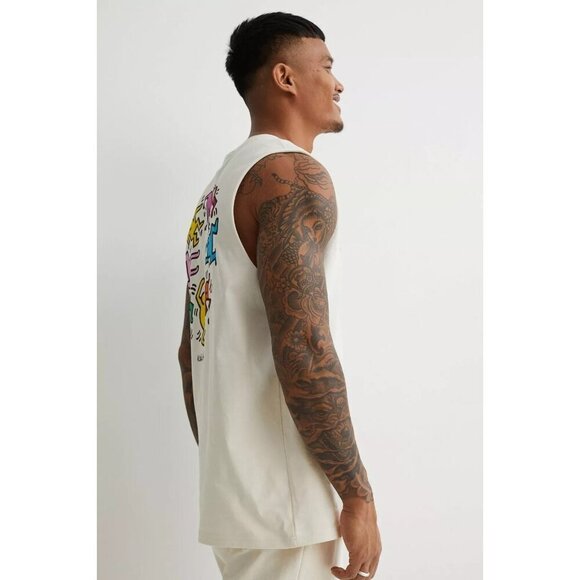 KEITH HARING x H+M‎ 'Dancing Men' Men's Tank Top 2-Sided Graphic T-Shirt men XL - Picture 10 of 10